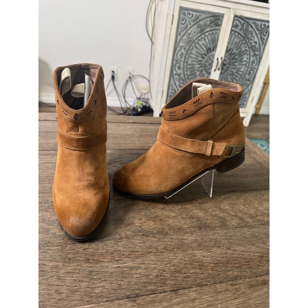 UGG Australia Austin Leather Cowboy Ankle Boots Pull-On Brown Women's US 7.5